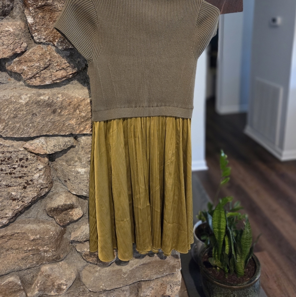 Anthropologie Olive and Mustard Dress - Picture 4 of 5